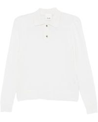 Allude - Button-Placket Long-Sleeve Polo Top - Lyst
