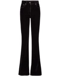 Ferragamo - High-Waist Flared Velvet Trousers - Lyst