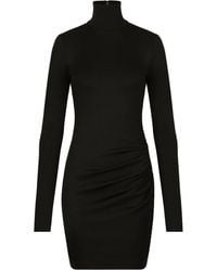 Dolce & Gabbana - Ruched High-Neck Mini Dress - Lyst