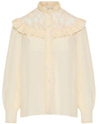 Chloé - Ruffled-Detail Lace-Panel Blouse - Lyst