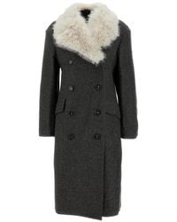 Simone Rocha - Faux-Fur-Collar Double-Breasted Coat - Lyst