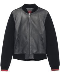 Gucci - Nappa Leather And Knit Bomber Jacket - Lyst