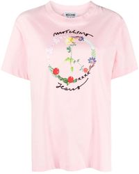 Moschino - Logo-Embroidered Cotton T-Shirt - Lyst