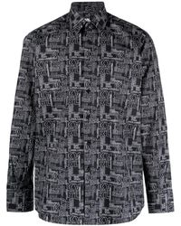 Karl Lagerfeld - All-over Logo Print Poplin Shirt - Lyst