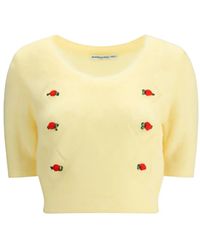Alessandra Rich - Rose-Embellished Mohair Top - Lyst
