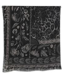 Just Cavalli - Leopard-Print Floral-Motif Scarf - Lyst
