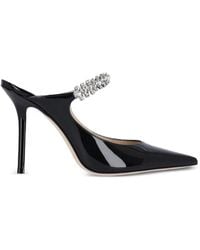 Jimmy Choo - Bing 100 Patent-Leather Mules With Crystal Strap - Lyst