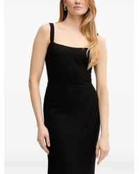 Guess - Square-Neck Flounced Midi Dress - Lyst