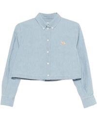 Maison Kitsuné - Cropped Blouse Met Borduurwerk - Lyst