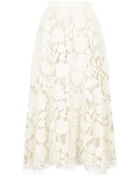 Elie Saab - Falda midi con tul bordado - Lyst