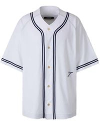 Jacquemus - The Baseball Striped-Trim Embroidered-Logo Shirt - Lyst