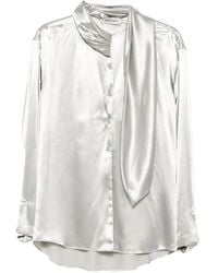 Alberta Ferretti - Satin Tie-Neck Shirt - Lyst