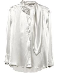 Alberta Ferretti - Satin Tie-Neck Shirt - Lyst