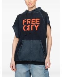 Freecity - Cutoff Superyumm Frayed Hooded Hoodie - Lyst