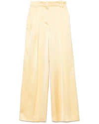 Another Tomorrow - Satin Pleated Trousers - Lyst