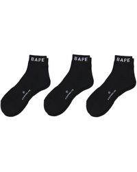 A Bathing Ape - Logo-Embellished Ankle Socks (Pack Of Three) - Lyst