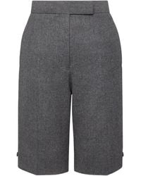 Thom Browne - Solid Wool Flannel Bermuda Shorts - Lyst