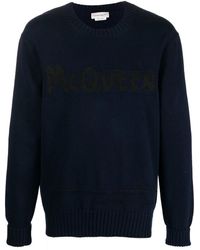 McQueen - Intarsia-Knit Logo Sweater - Lyst