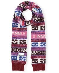 Ganni - Intarsien-Schal mit Logo-Applikation - Lyst
