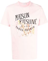 Maison Kitsuné - T-Shirt mit Logo-Print - Lyst