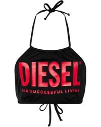 DIESEL - Bfb-Lea Bikinioberteil Mit Logo-Print - Lyst