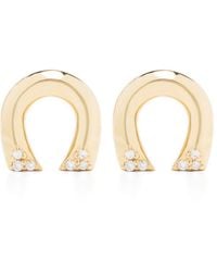 Harwell Godfrey - 18kt Yellow Gold Tiny Horseshoe Diamond Stud Earrings - Lyst