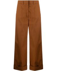 KENZO - Wide-Leg Cotton Trousers - Lyst