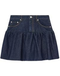 Ganni - Minijupe En Jean À Volants - Lyst