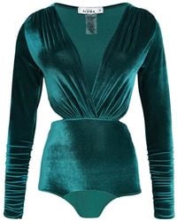Amir Slama - V-Neck Velvet Bodysuit - Lyst