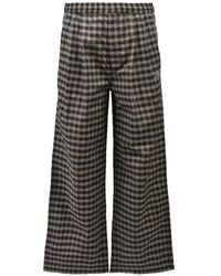 BREATH - Script Logo Check-Pattern Wide-Leg Trousers - Lyst