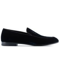 Giorgio Armani - Embroidered Logo Velvet Loafers - Lyst