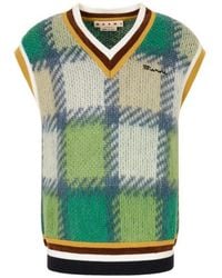Marni - Checked Mohair Vest With Striped Trims - Lyst