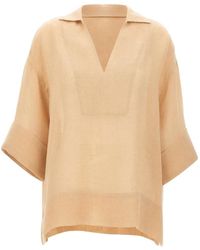 Eleventy - V-Neck Short-Sleeved Blouse - Lyst