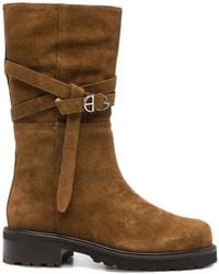 Twinset - Buckle-Strap Suede Boots - Lyst