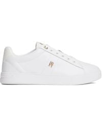 Tommy Hilfiger - Logo-Detail Leather Sneakers - Lyst