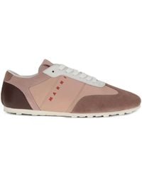 Marni - Suede-Panel Logo-Embroidered Sneakers - Lyst