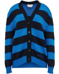 Alexander McQueen - Striped Brand-embroidered Cotton-knitted Cardigan - Lyst