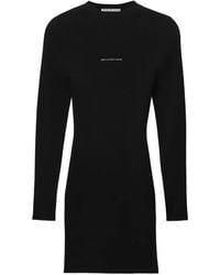 Alexander Wang - Robe À Manches Longues, Col Rond Et Logo - Lyst