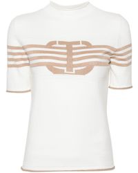 Twin Set - Logo-intarsia Knitted T-shirt - Lyst