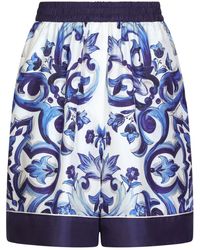 Dolce & Gabbana - Majolica-print Silk Pajama Shorts - Lyst