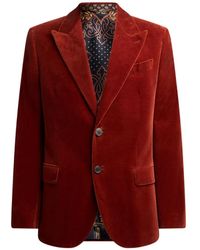 Etro - Single-Breasted Plain-Coloured Cotton Velvet Jacket - Lyst