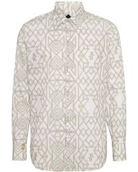 Billionaire - Geometric-Print Linen Shirt - Lyst