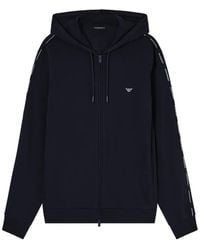 Emporio Armani - Logo-Embroidered Zip-Up Hoodie - Lyst