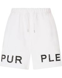 Purple Brand - Crystal-Embellished Logo-Print Shorts - Lyst