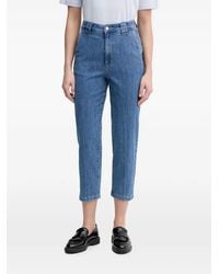 Benetton - High-Waisted Cropped Jeans - Lyst