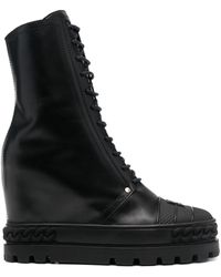 Casadei - 120mm Lace-up Leather Boots - Lyst