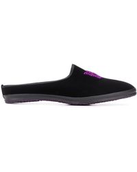 Needles Butterfly Embroidered Mules - Black
