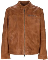 Peuterey - Giacca Di Pelle Con Zip - Lyst
