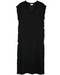 P.A.R.O.S.H. - Frayed Linen Midi Dress - Lyst