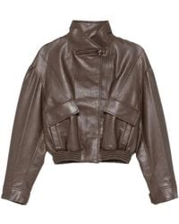 Low Classic - Faux-Leather Bomber Jacket - Lyst